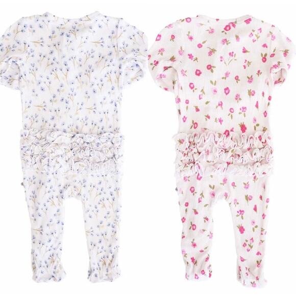 Caden Lane Bamboo Waffle Zipper Ruffle Footie (Bundle of 2) - Picture 3 of 13